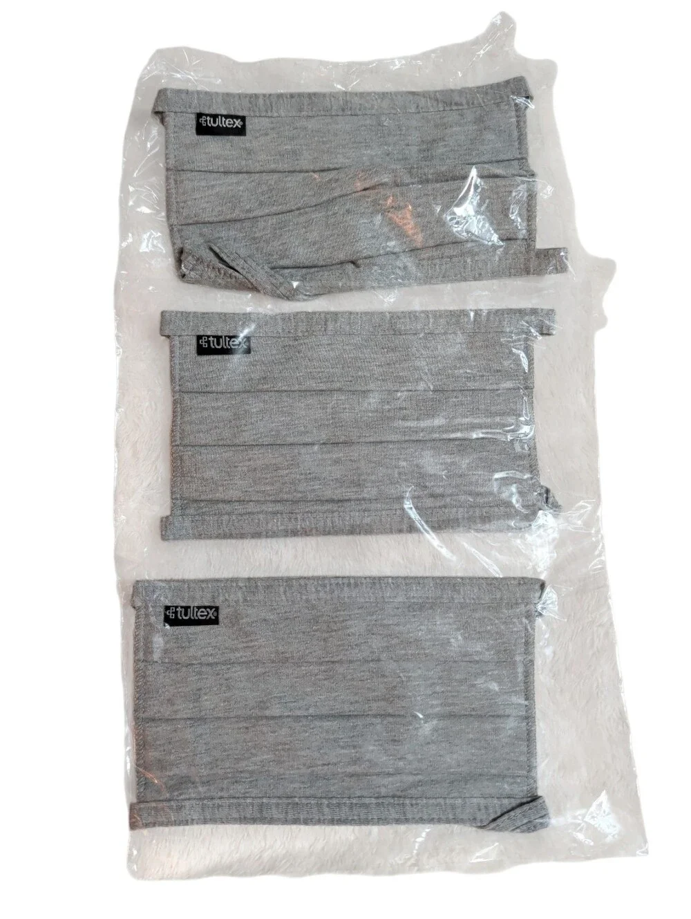 NWOT Tultex Unisex 3-Pack Grey 100% Cotton Face Masks